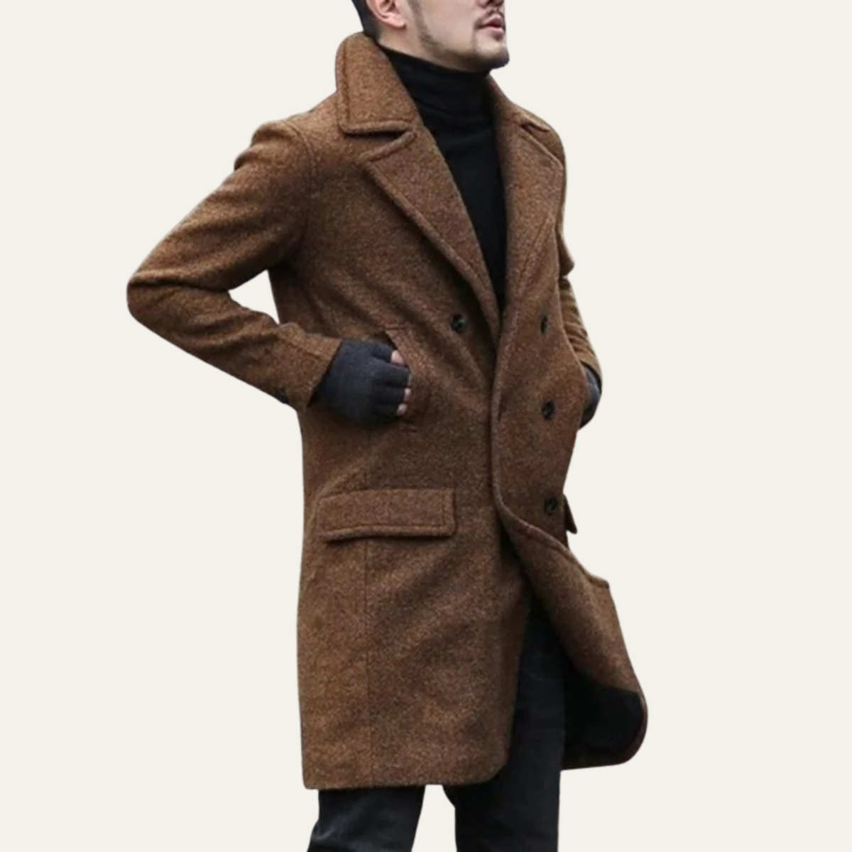 Men's Wool Blend Double Breasted Trench Coat