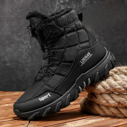 Men's Insulated Snow Boots Plush Lined Waterproof Black