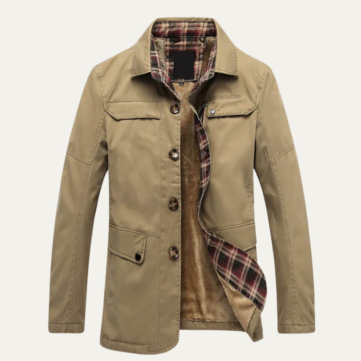 Men's Fleece Lined Jacket Warm Plaid Lining