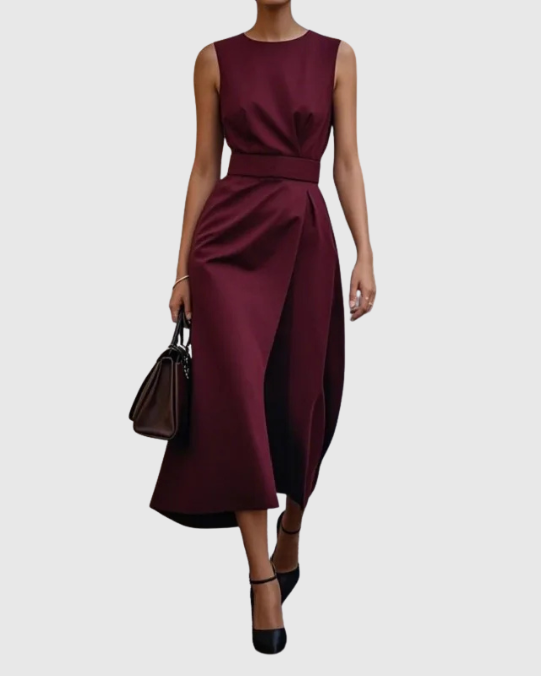 Elegant Ladies' Strapless Mid Length Dress Twist Detail