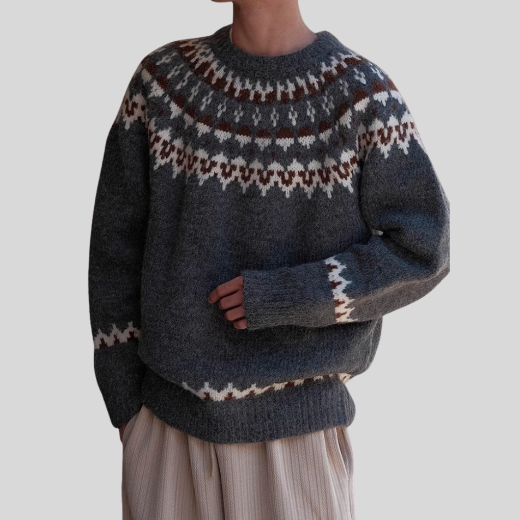 Men's Vintage Crewneck Sweater Retro Style - VibreMode