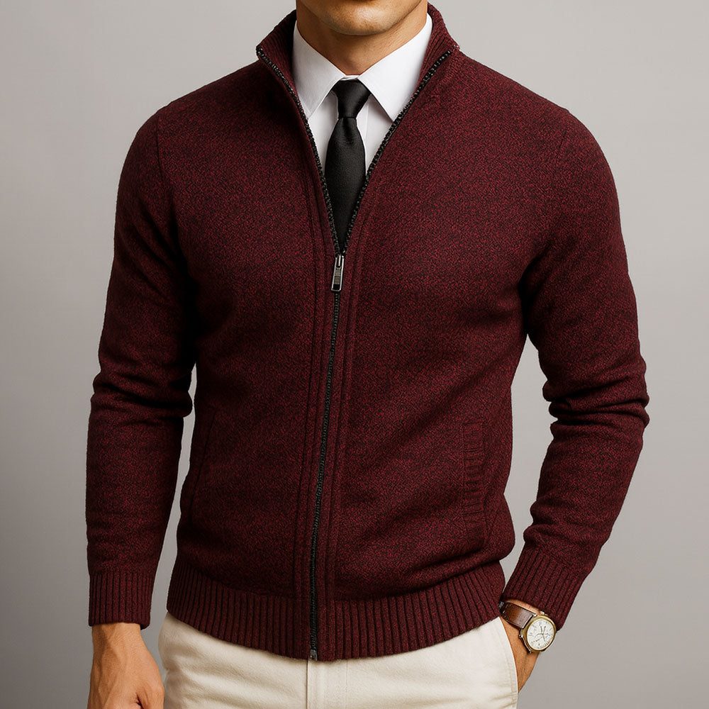 Men's Long Sleeve Zip Front Cardigan