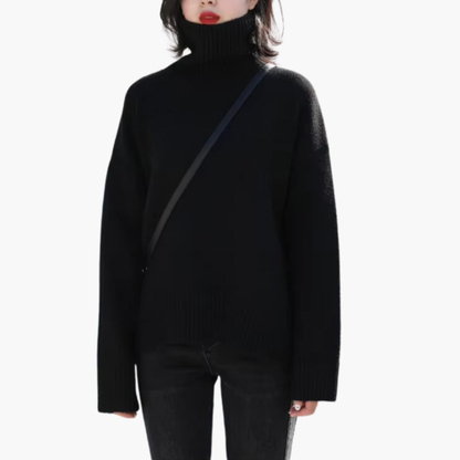 Women's Long Sleeve Turtleneck Sweater Ribbed Texture
