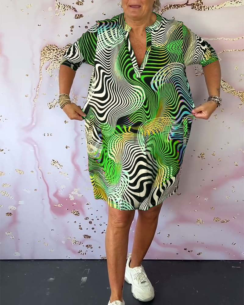 Women's V-Neck Dress Colorful