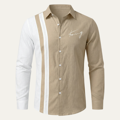 Men's Color Block Striped Dress Shirt