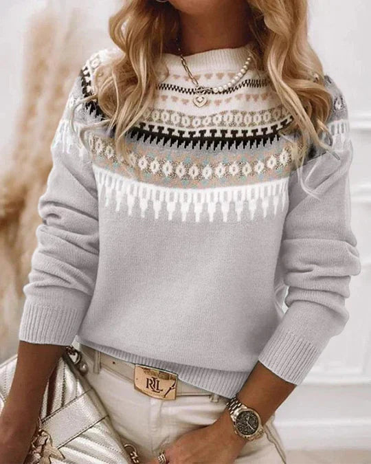 Women's Printed Long Sleeve Sweater - VibreMode