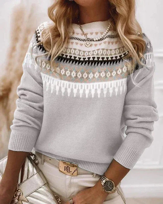 Women's Printed Long Sleeve Sweater - VibreMode