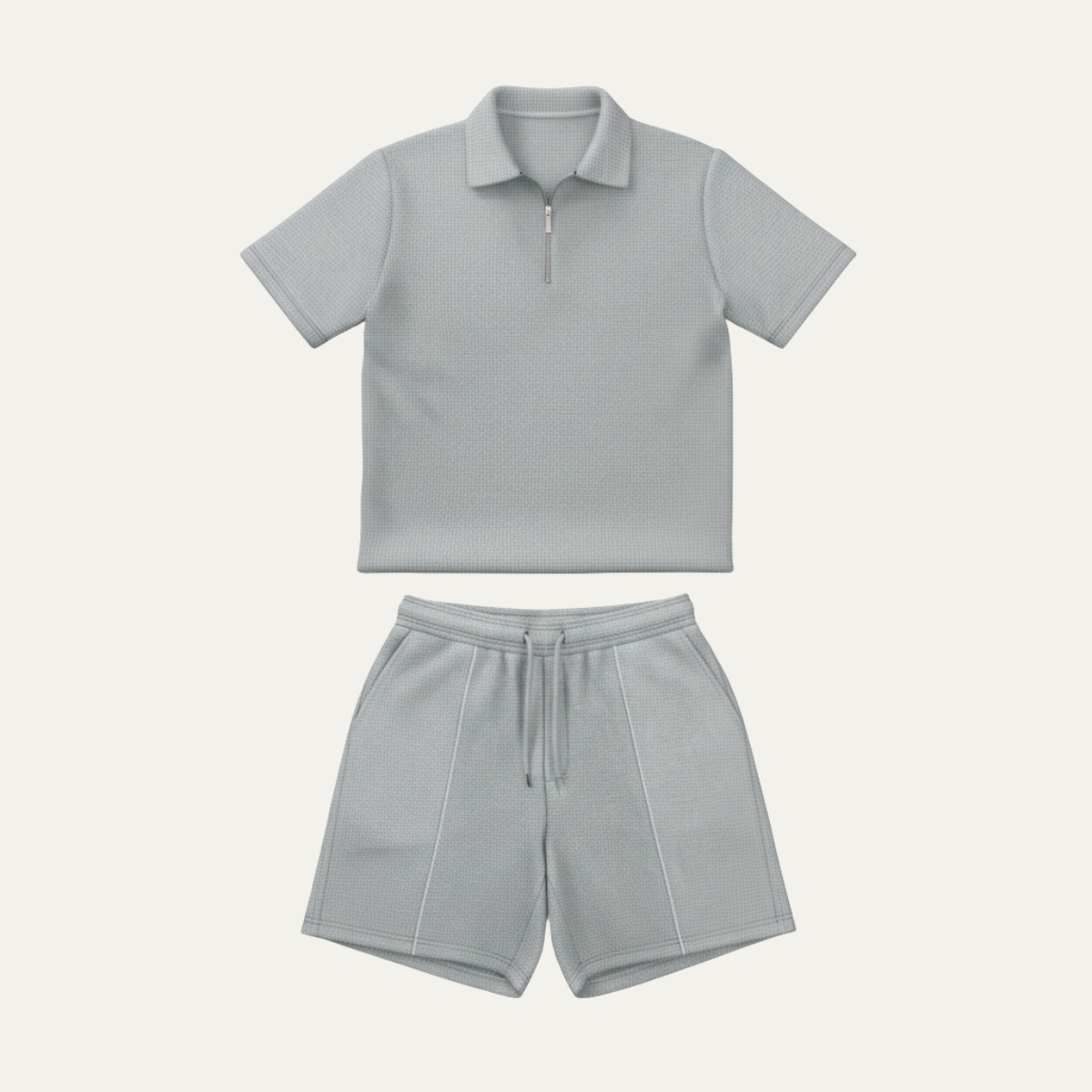 Men's Summer Shirt And Shorts Set Solid Color Casual