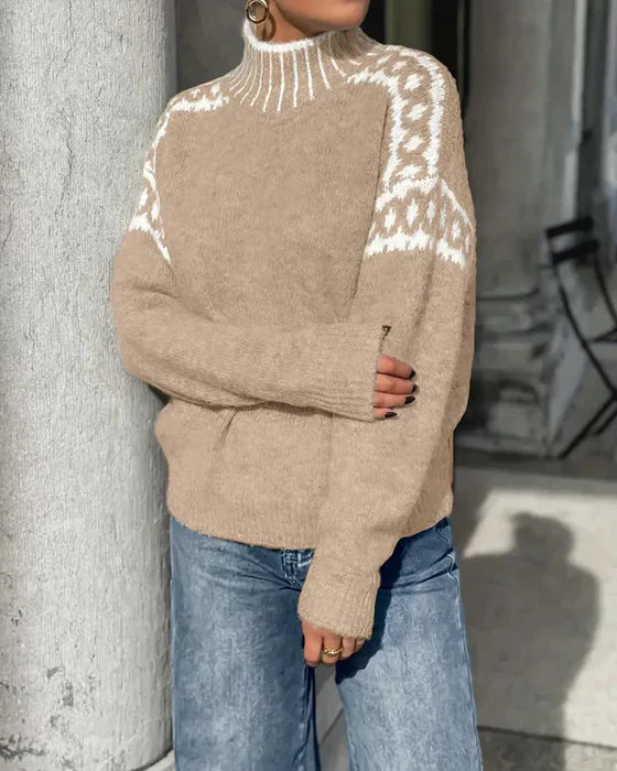 Women's High Neck Ribbed Sweater