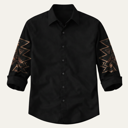 Men's Western Denim Shirt Two Tone Patchwork Blue