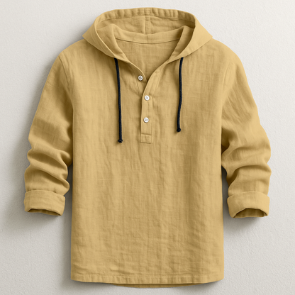 Men's Button Neck Hoodie Pullover