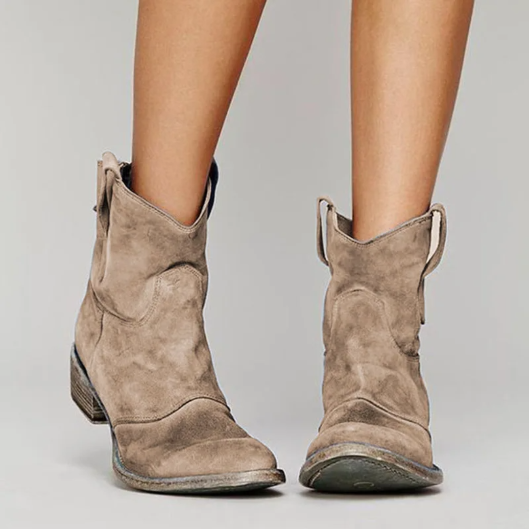 Women's Western Ankle Boots Block Heel - VibreMode