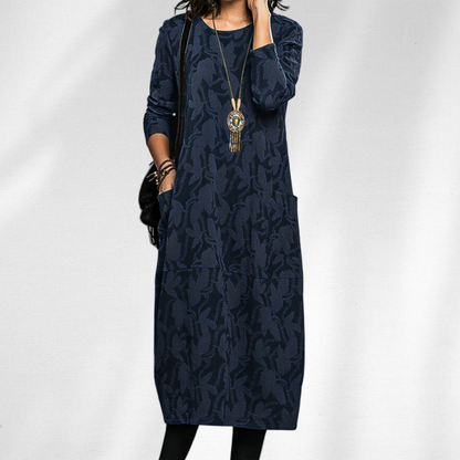 Elegant Women's Crewneck Winter Dress