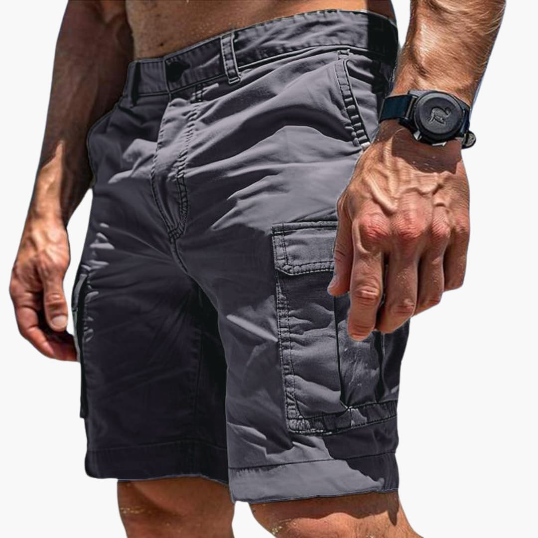 Men's Cargo Shorts Elastic Waist Flap Pockets Khaki