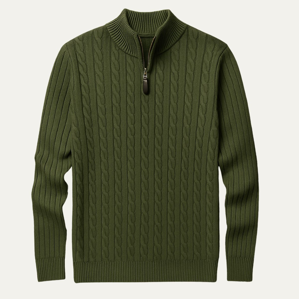 Wells Men's Cable Knit Quarter Zip Sweater