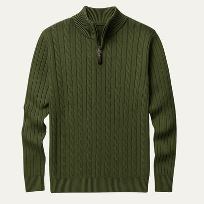 Wells Men's Cable Knit Quarter Zip Sweater