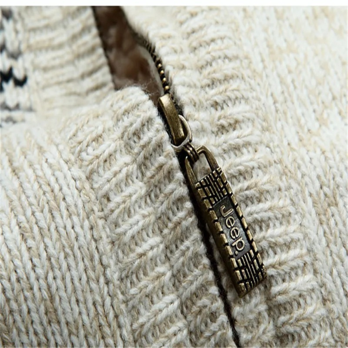 Men's Knit Zip Up Jacket Nordic Pattern