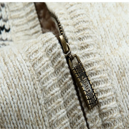 Men's Knit Zip Up Jacket Nordic Pattern