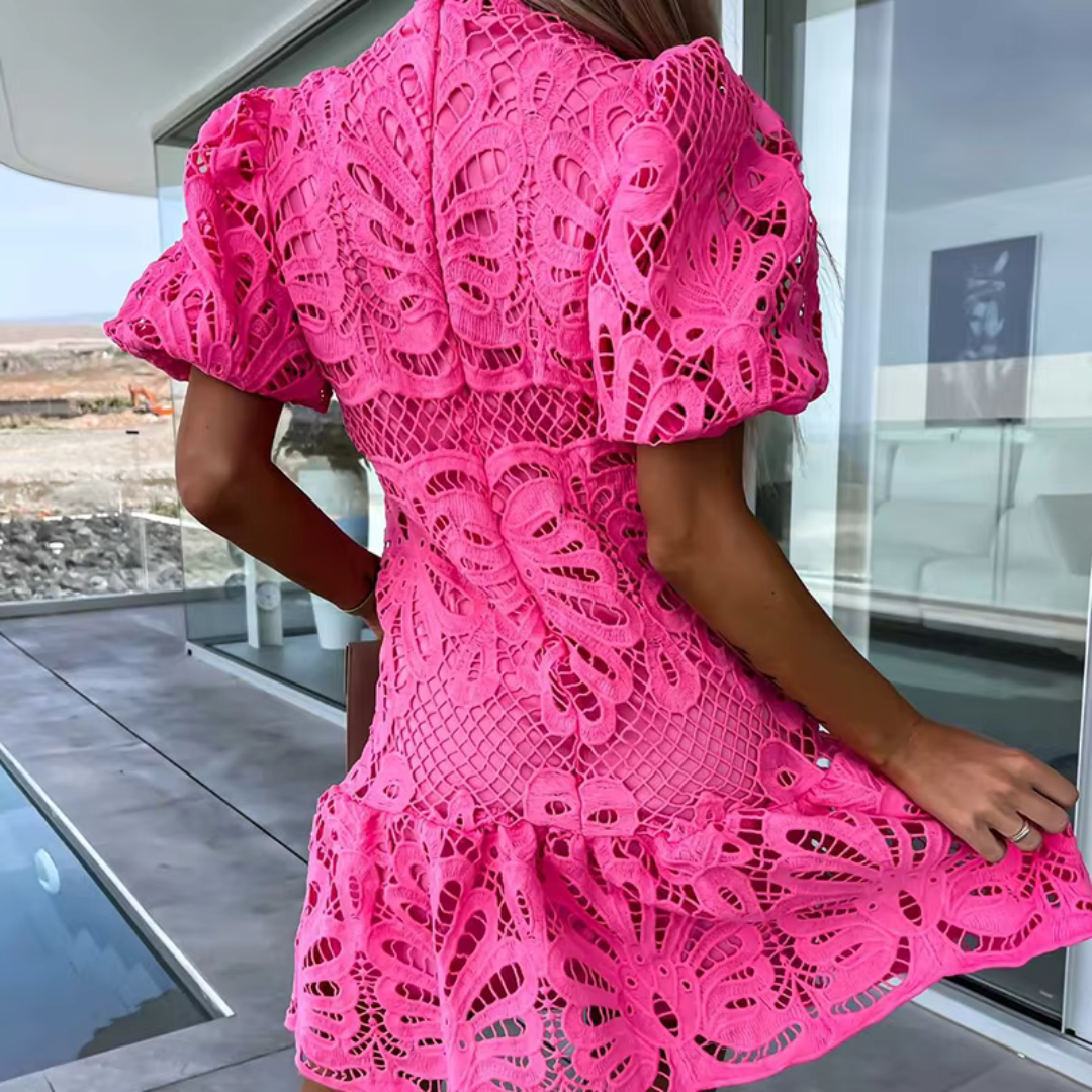 Women's Mini Party Dress Ruffled Cut-Out Detail
