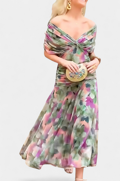 Chic Cold Shoulder Flowy Midi Dress