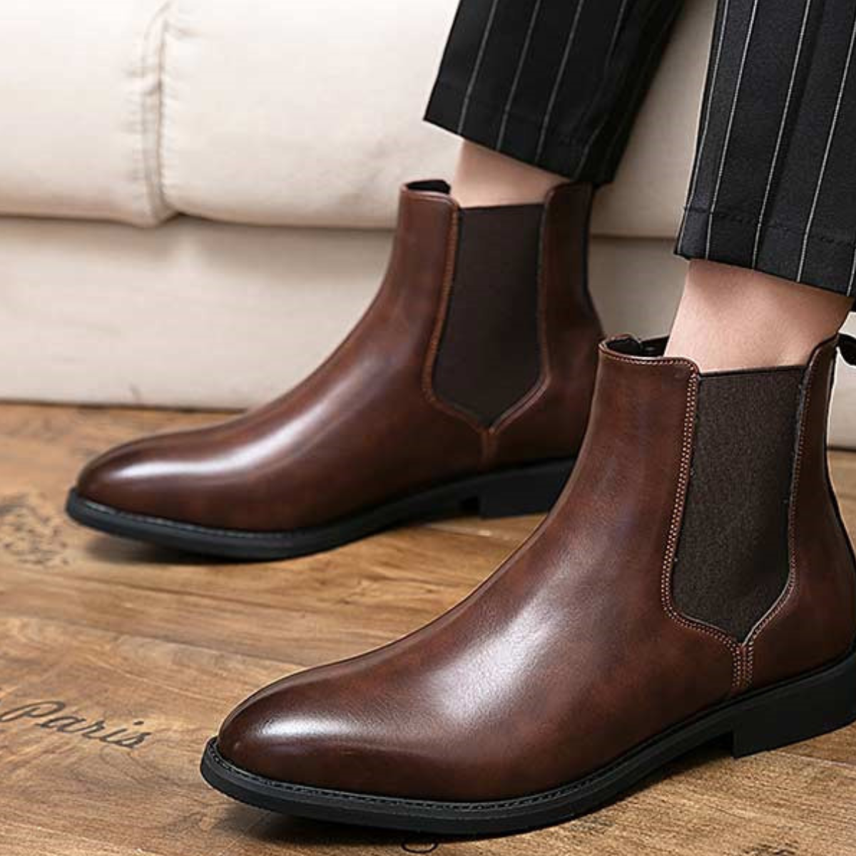 Men's Leather Chelsea Boots Vintage Brown
