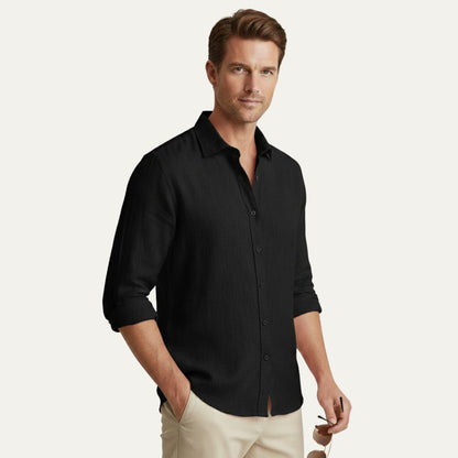 Men's Long Sleeve Linen Shirt Vintage Style