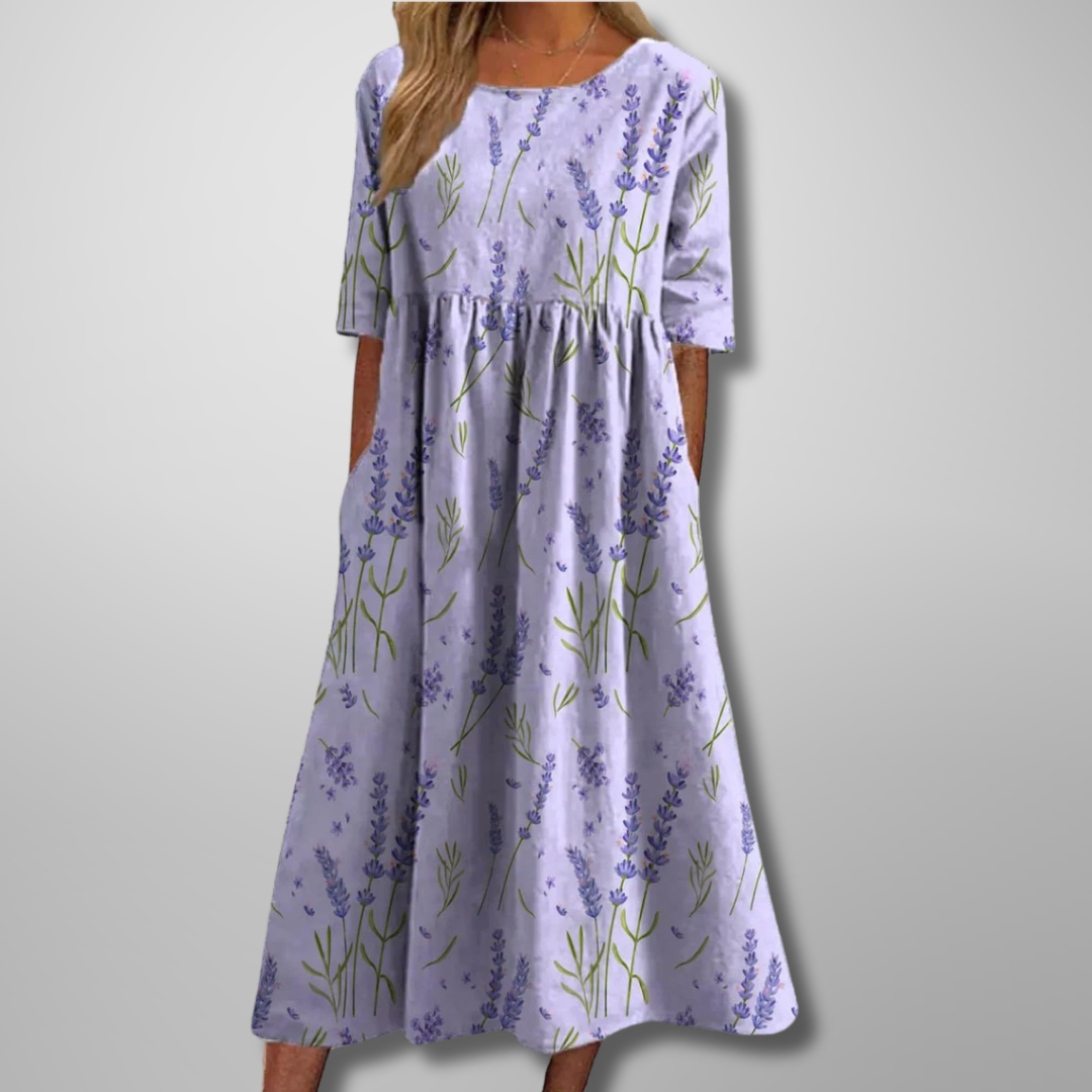 Women's Loose Fit Short Sleeve Midi Dress