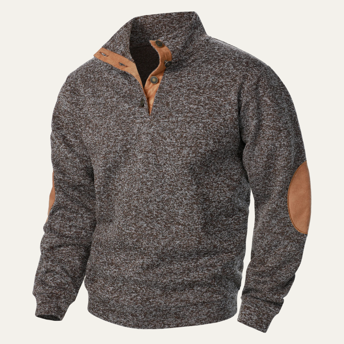 Men's Fleece Sweater Suede Elbow Patches