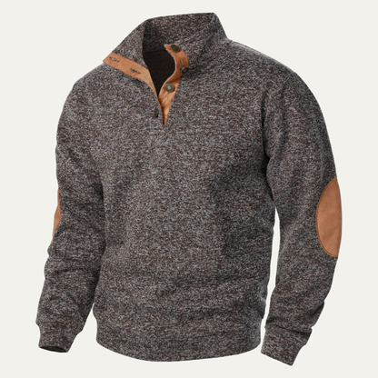 Men's Fleece Sweater Suede Elbow Patches