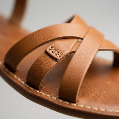 Women’s Flat Sandals Leather Strappy Summer Shoes