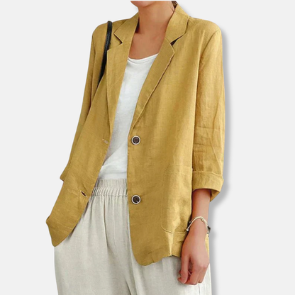 Linen Blend Relaxed Fit Blazer Beige