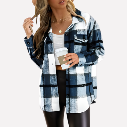 Women's Plaid Flannel Shirt Jacket
