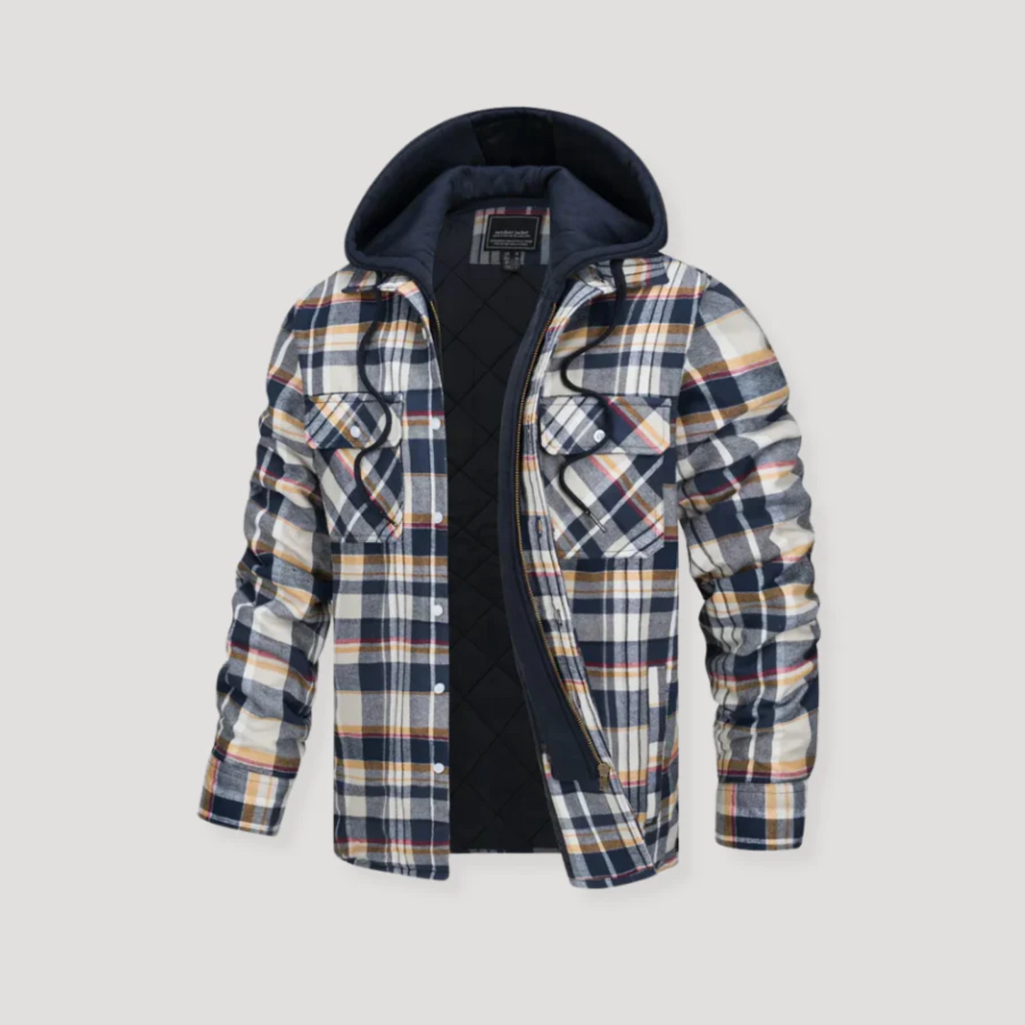 Men's Plaid Flannel Hooded Jacket