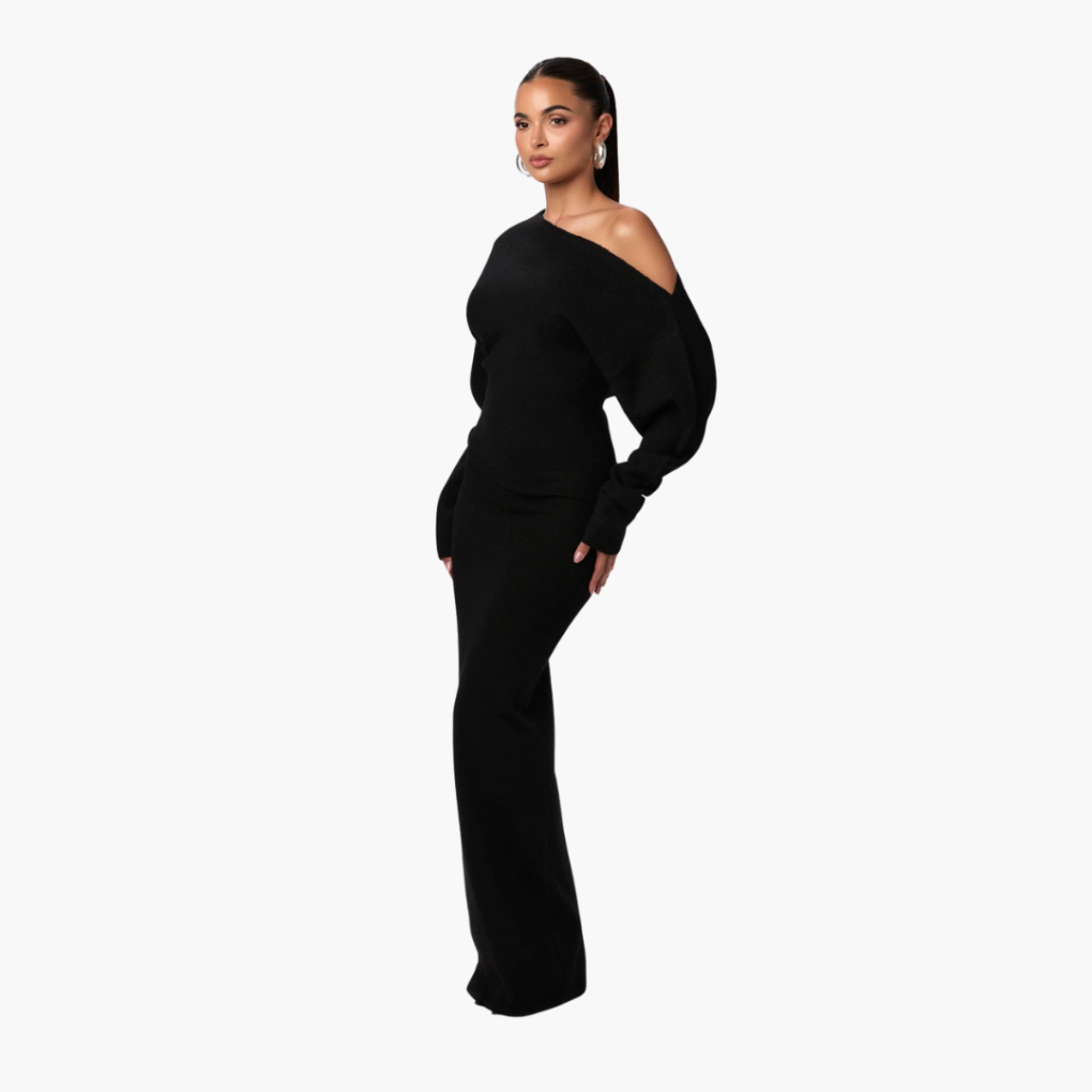 Women's Off-Shoulder Knit Evening Dress