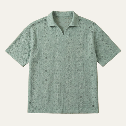 Men's Textured Knit Polo Shirt