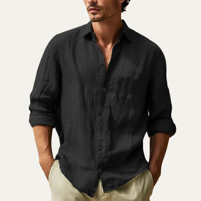 Alderton Men's Linen Casual Shirt Lightweight Turn Down Collar