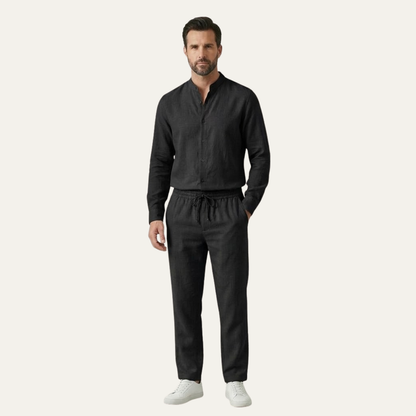 Men's Cotton Linen Shirt Pants Set