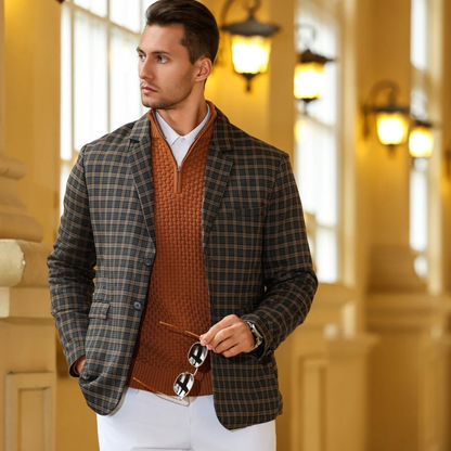 Men's Textured Knit Half Zip Jumper