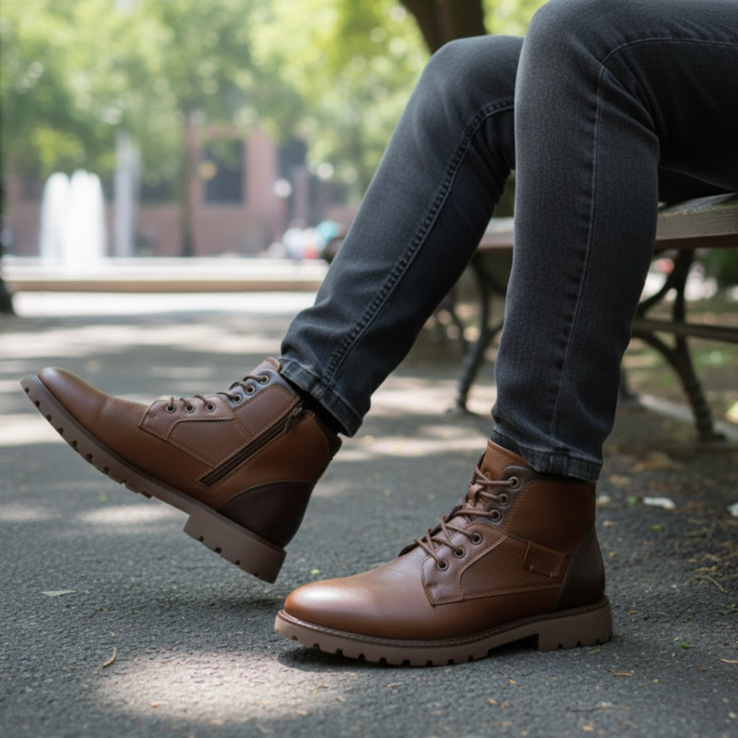 Leather Mens Boots Waterproof Winter Ankle Boots