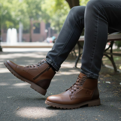 Leather Mens Boots Waterproof Winter Ankle Boots