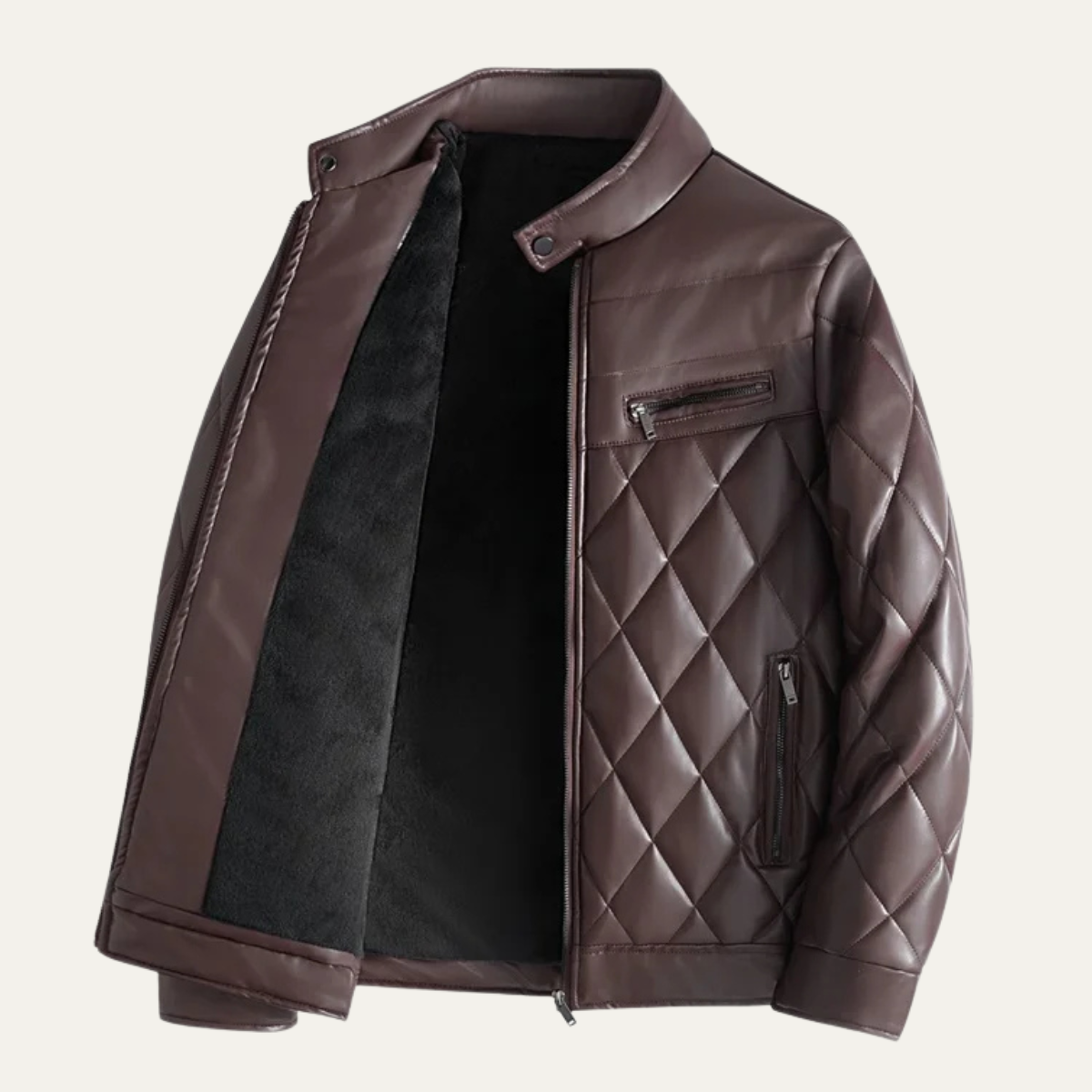 Men's Quilted Leather Biker Jacket
