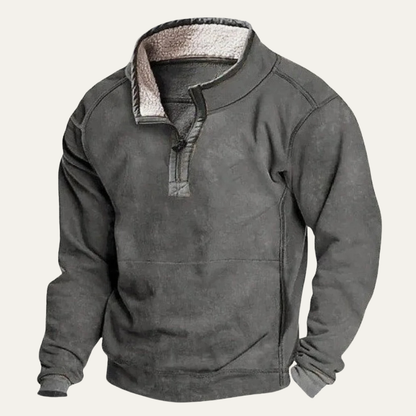Mens Stand Collar Sweater Warm Half Button Outdoor