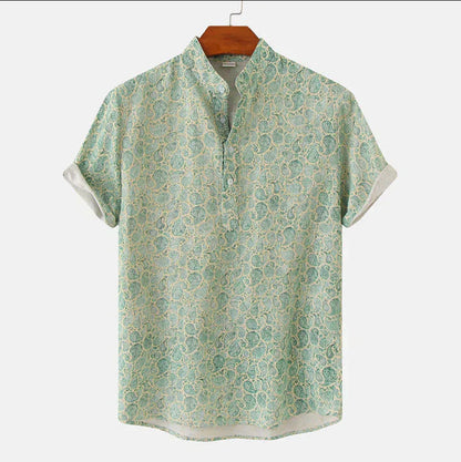 Kenneth Men's Printed Henley Cotton Shirt - VibreMode