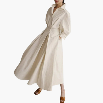 Women's Long Sleeve Shirt Dress Button Front