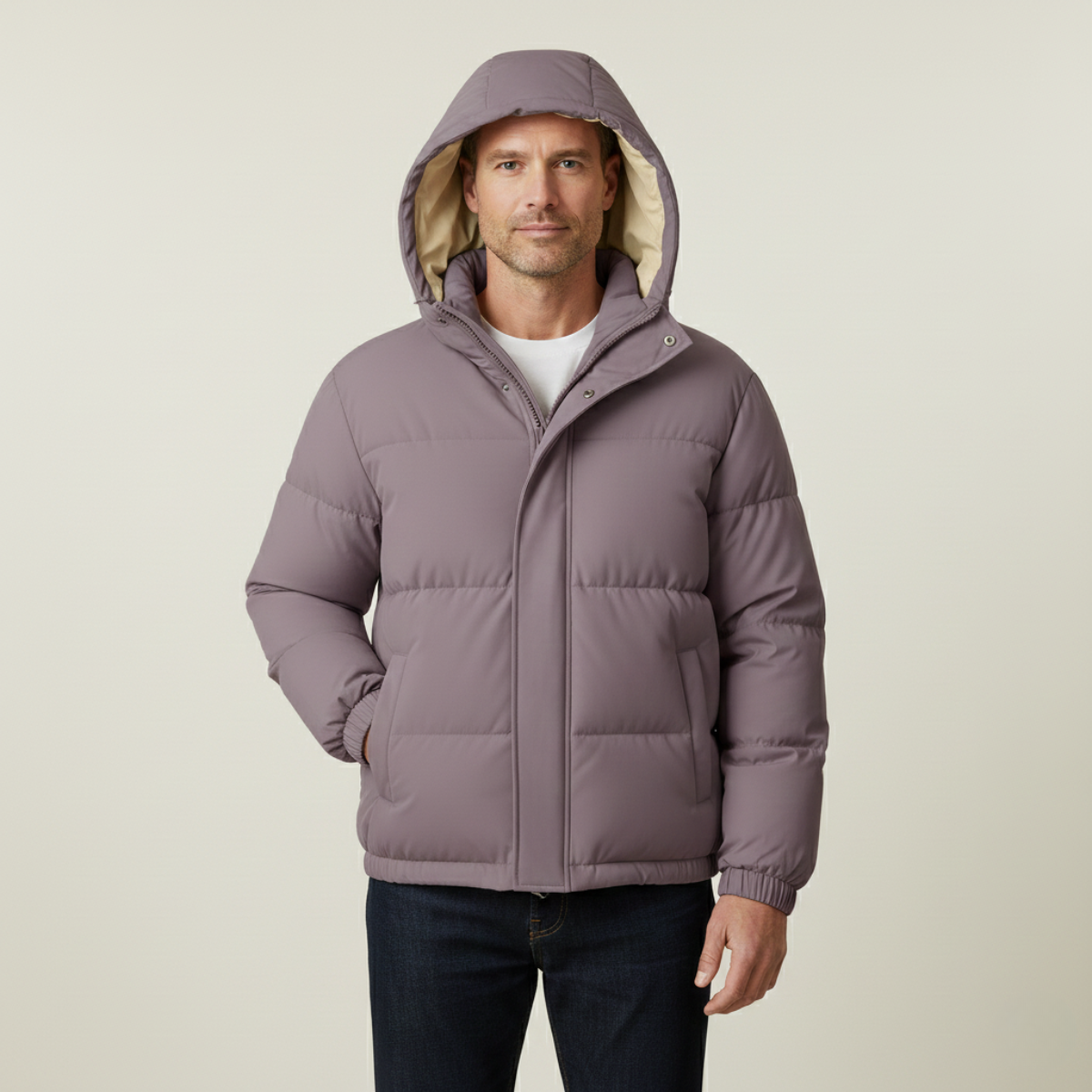 Men's Quilted Puffer Hooded Winter Jacket