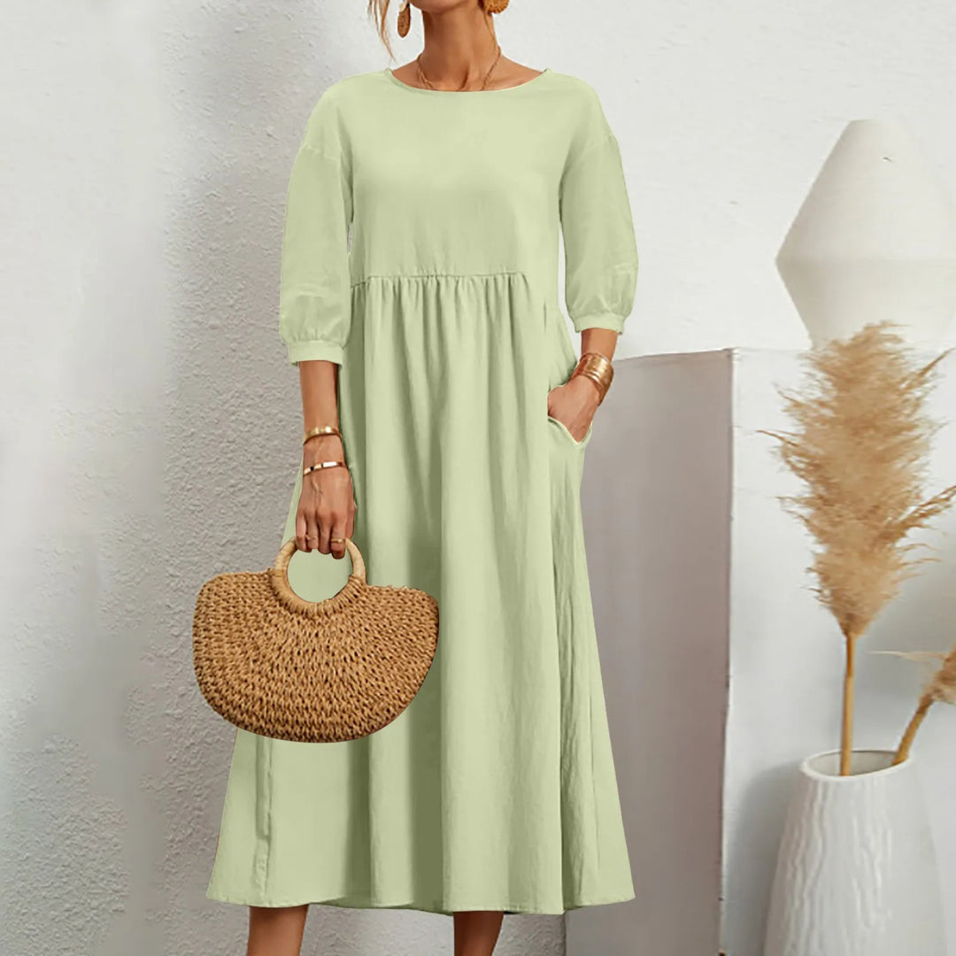 Women's Patchwork Midi Dress Casual Comfortable