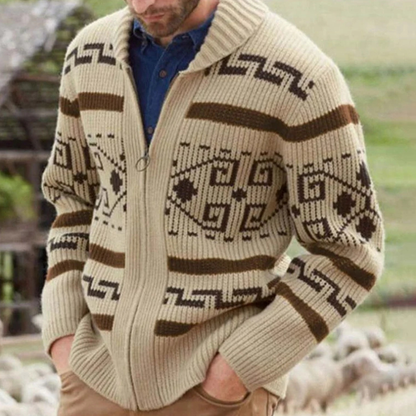 Men's Cashmere Cardigan Shawl Collar Button Up Beige