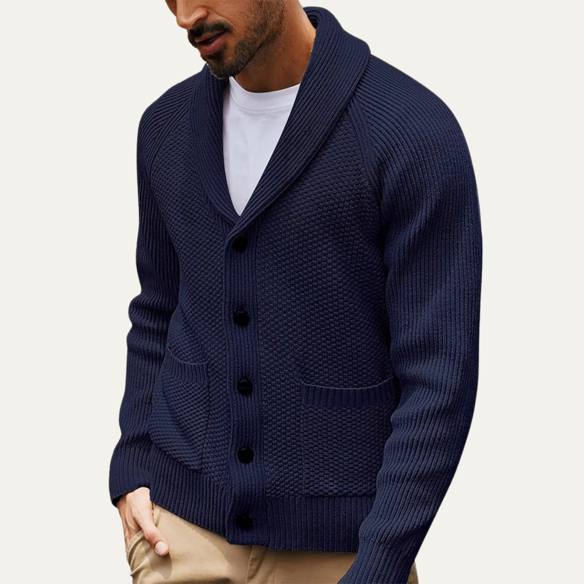 Men's Shawl Collar Cardigan Button Up