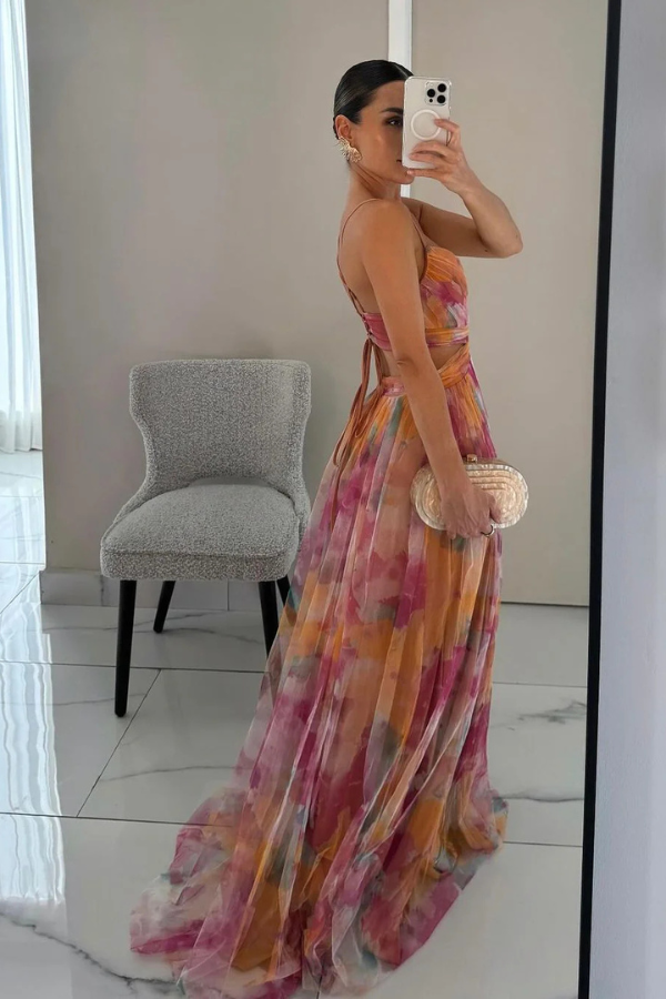 Ladies Flowy Chiffon Long Maxi Dress