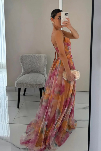 Ladies Flowy Chiffon Long Maxi Dress